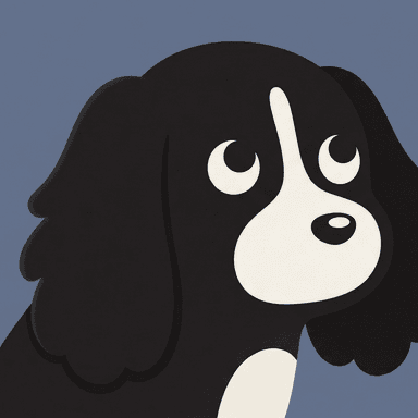 The Noteplace mascot, a small black dog with a white muzzle
